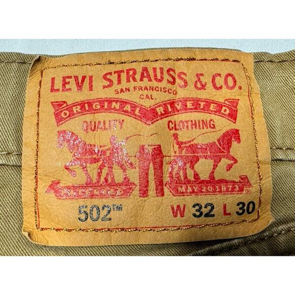 Levis 502 Men's Regular Fit Tapered Leg Tan Denim Jeans - Size 32x27.5 - Picture 4 of 7